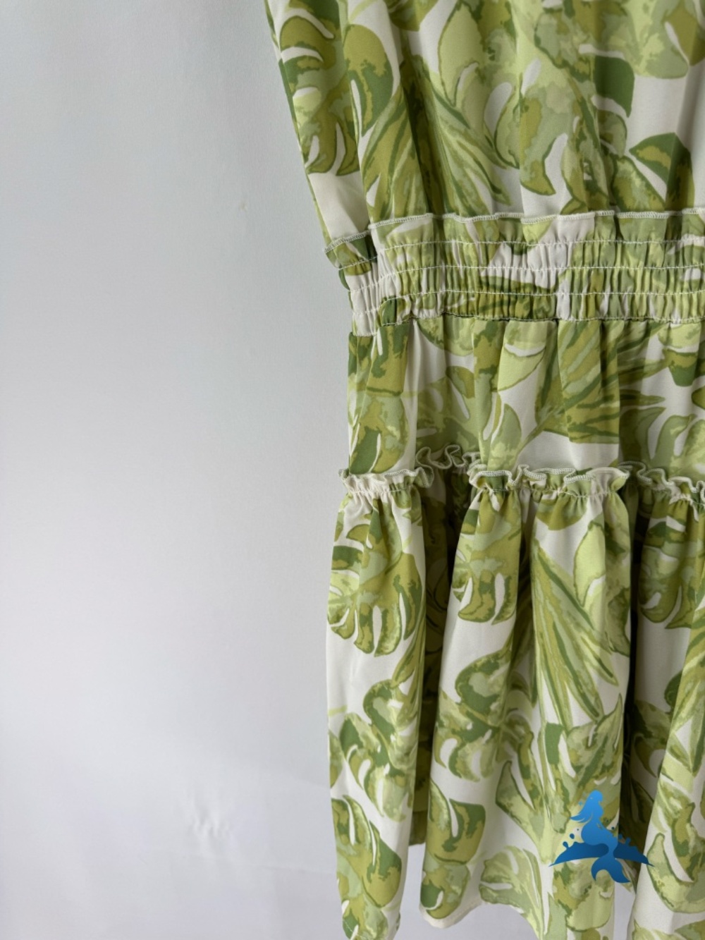 1309 Mud Pie Dress Sleeveless Ruffle Waist Tie Neck – S – Green White - Picture 12 of 16